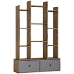 12 Shelf Storage Unit, with Drawers - Brown