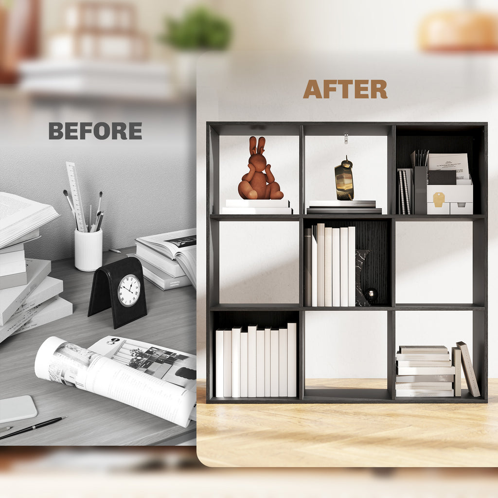 Nine-Cube Storage Shelf - Black