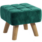 Velvet Square Padded Footstool - Dark Green