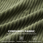 3 Seater Sofa with Wide Seat, Corduroy Fabric Couch with Deep Seat, Spring Cushion, Green