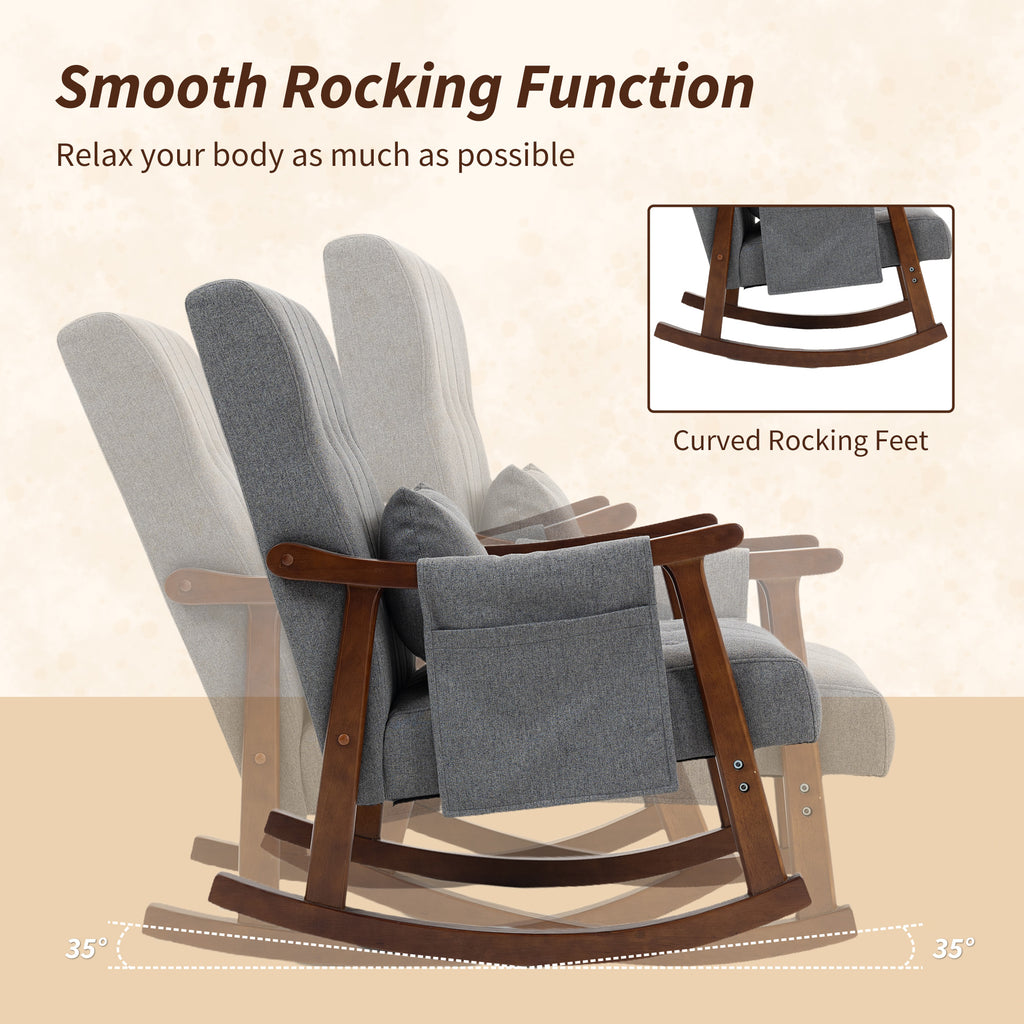 Wood Frame Rocking Accent Chair - Grey