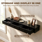 Shelf Wall-Mounted Storage Shelf Shelving Unit MDF 93 x 15 x 10 cm Entryway Kitchen Living Room, Black