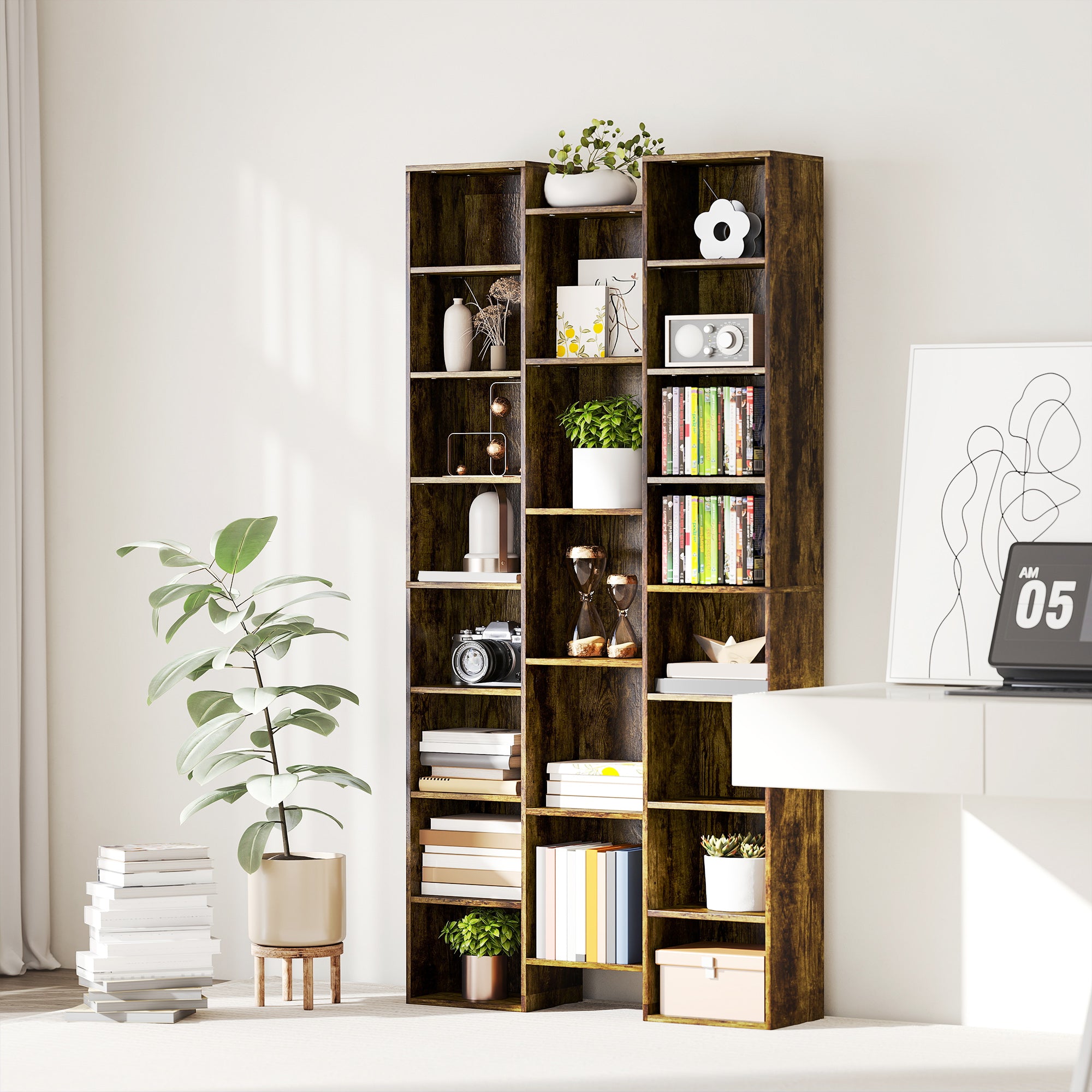 21-Compartment Bookshelf - Brown