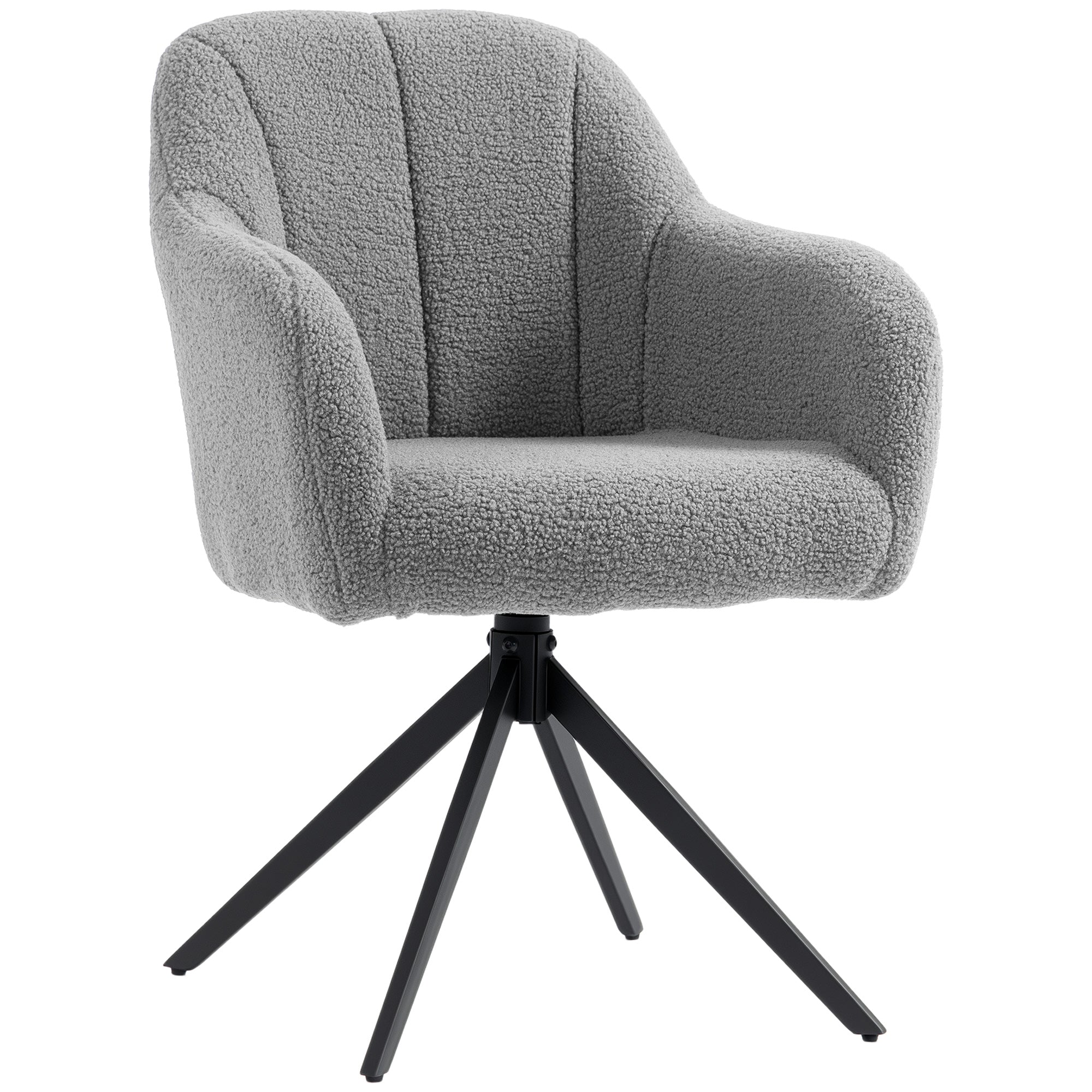 360 Degree Swivel Accent Chair, Teddy Fleece Armchair, Grey