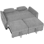 2 Seater Sofa Bed, 4-in-1 L-Shaped Convertible Pull-Out Sleeper Sofa with Adjustable Backrest and Side Pockets, Grey