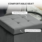 Foldable Velvet-Feel Storage Ottoman - Grey