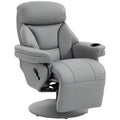 Upholstered Reclining Armchair, Manual Recliner Chair with Footrest and Adjustable Backrest, Grey