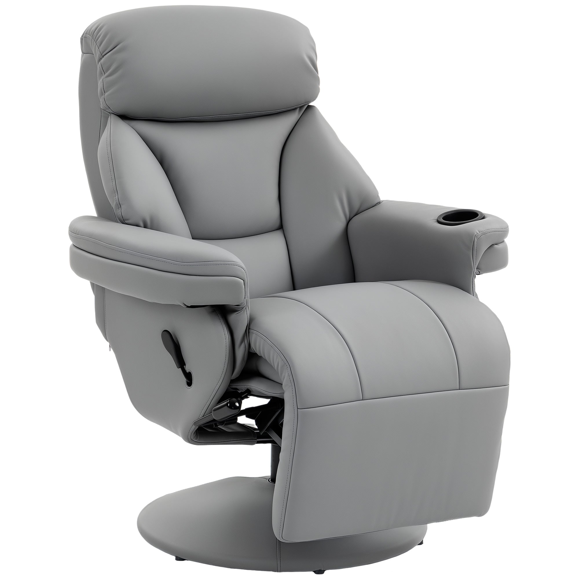 Upholstered Reclining Armchair, Manual Recliner Chair with Footrest and Adjustable Backrest, Grey