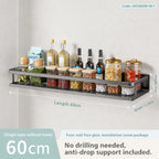 Wall-Mounted Kitchen Rack | Aluminium Storage Shelf with Hooks