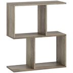 Side Table, Narrow End Table with Storage Shelves, S-Shaped, 3-Tier, 50W x 19.5D x 58H cm, Grey