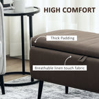 Linen-Look 92 x 31cm Storage Ottoman - Dark Brown