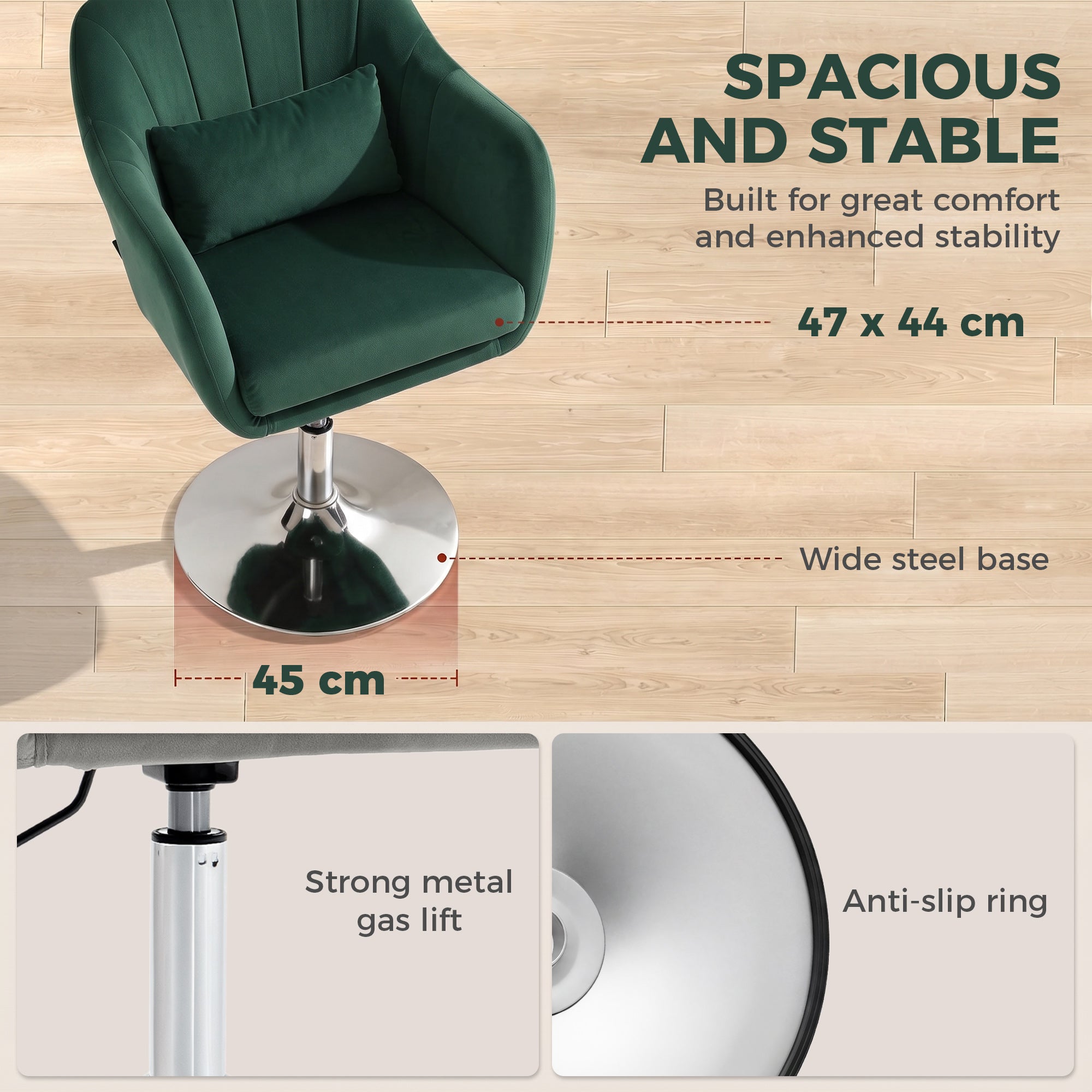 Retro Velvet Swivel Tub Chair with Steel Frame, Cushion Seat, Dark Green