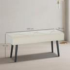 Upholstered Hallway Bench, End of Bed Bench with X-Shape Design and Steel Legs, Cream