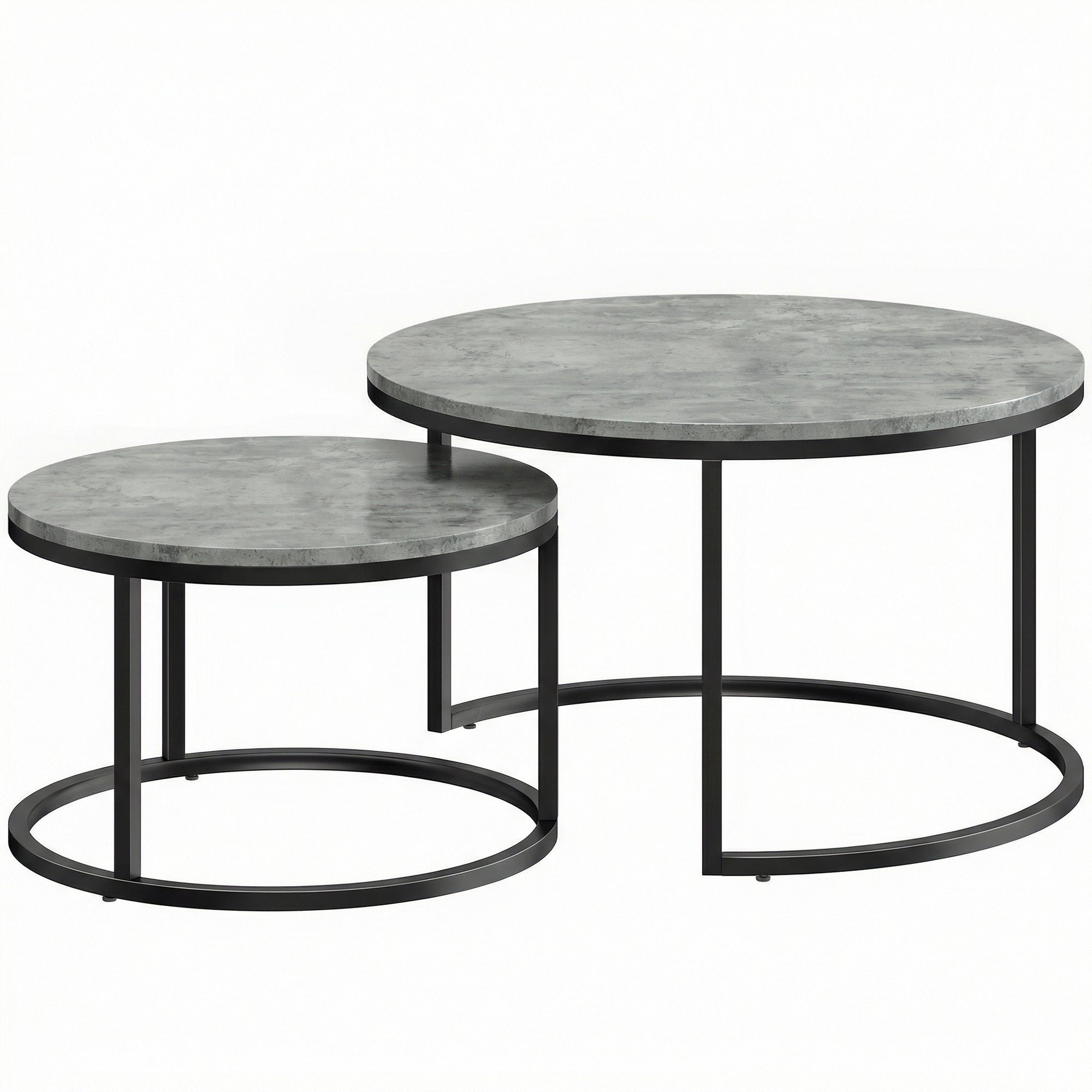 Set of Two Cement-Effect Stacking Tables - Grey