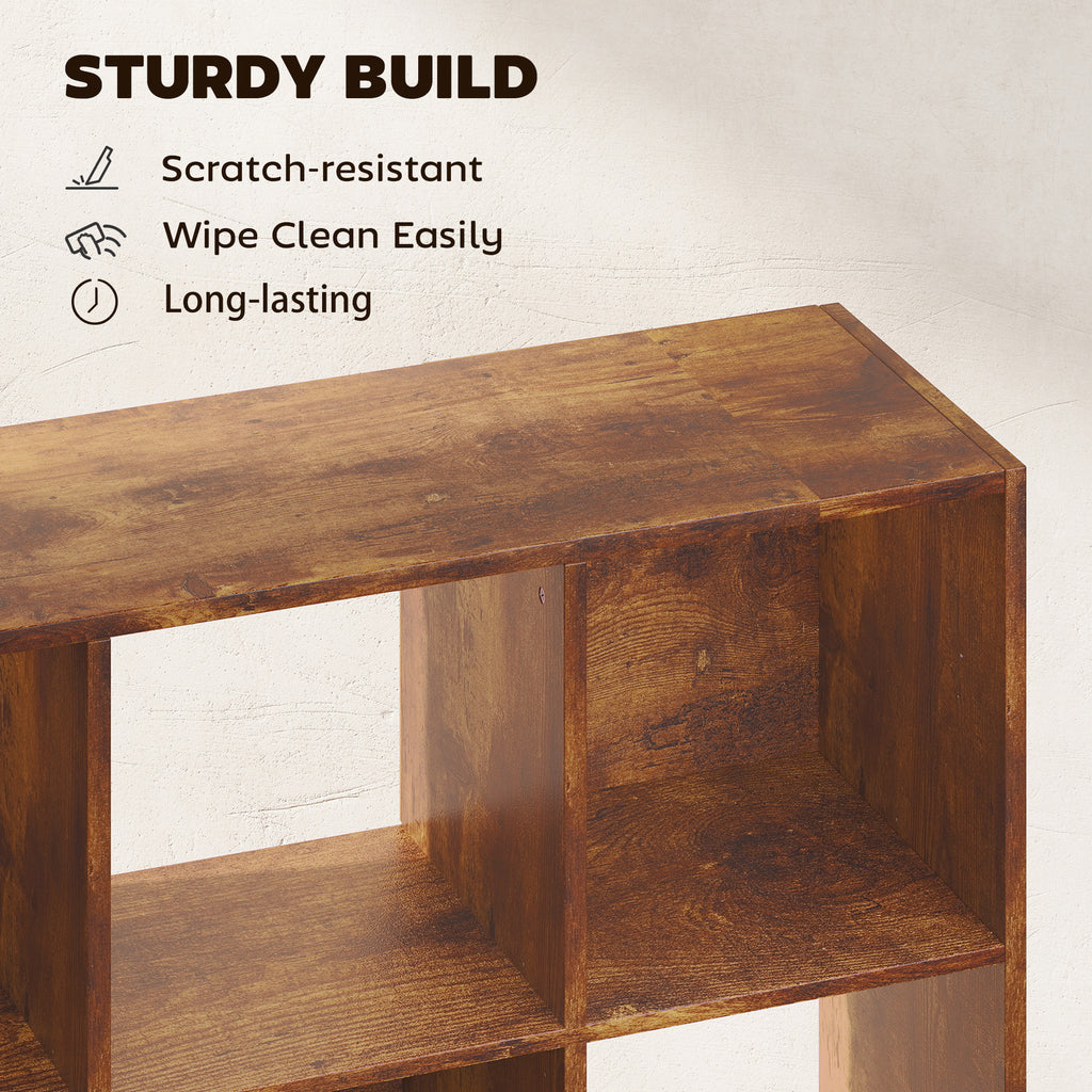 3-tier 9 Cubes Storage Unit Particle Board Cupboard Bookcase Organiser Home Office Shelves, Rustic Brown