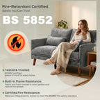 2 Seater Sofa, Loveseat Sofa with Spring Cushions, Wide and Deep Seat, Wood Legs, Grey