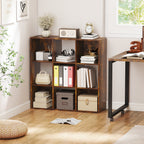3-tier 9 Cubes Storage Unit Particle Board Cupboard Bookcase Organiser Home Office Shelves, Rustic Brown