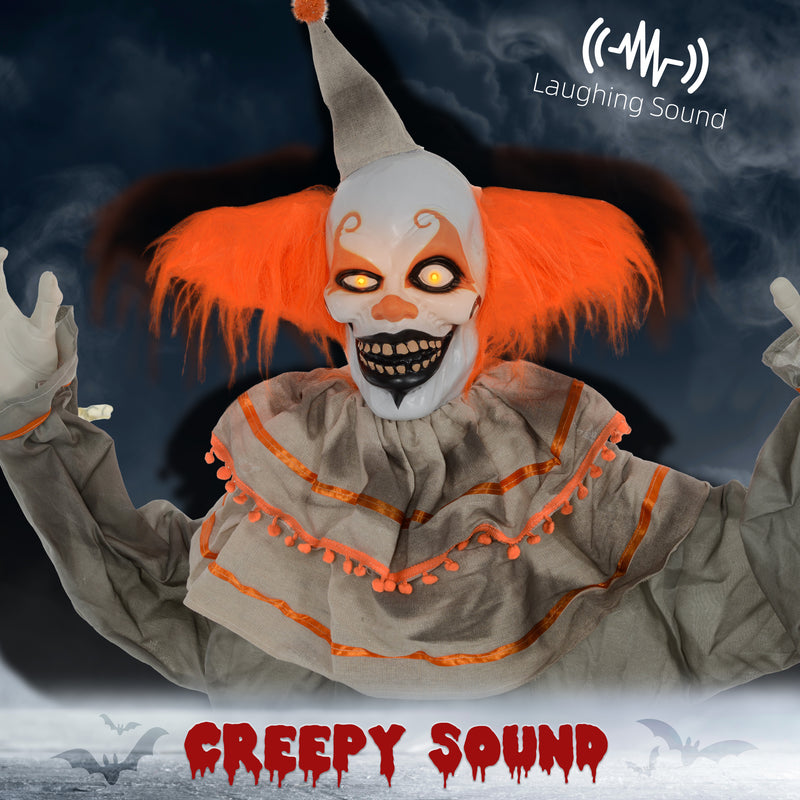 183cm Animated Orange Clown with Glowing Eyes & Sound – image 4 of 9