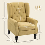 Wingback Accent Chair, Retro Upholstered Button Tufted Occasional Chair for Living Room and Bedroom, Yellow