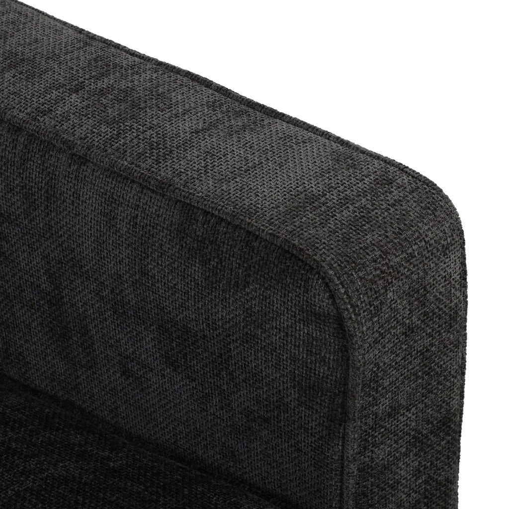 3 Seater Sofa Button Tufted Upholstered Couch with Wood Legs for Living Room, Dark Grey