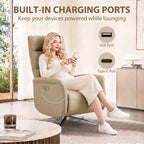 Power Recliner Chair, Swivel Electric Reclining Chair with Type C+USB, Recliner Armchair with Footrest, Brown