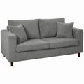 Loveseat Sofa with Wide Seat, Corduroy 2 Seater Couch with Deep Seat, Spring Cushion, Light Grey