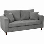 Loveseat Sofa with Wide Seat, Corduroy 2 Seater Couch with Deep Seat, Spring Cushion, Light Grey