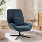 Accent Chair, Chenille Upholstered Swivel Armchair with Lumbar Pillow, High Back, Deep Seat and Metal Legs, Dark Green