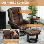 Faux Leather 135Â° Reclining Chair and Footstool - Brown