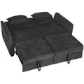 2 Seater Sofa Bed, 4-in-1 L-Shaped Convertible Pull-Out Sleeper Sofa with Adjustable Backrest and Side Pockets, Black