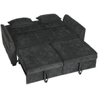 2 Seater Sofa Bed, 4-in-1 L-Shaped Convertible Pull-Out Sleeper Sofa with Adjustable Backrest and Side Pockets, Black