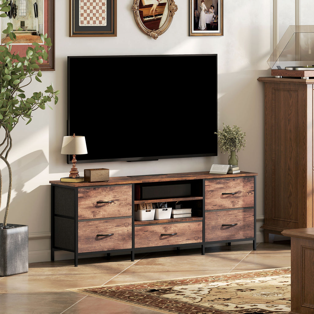 Multi-Storage Industrial TV Stand - Brown/Grey/Black