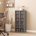 Set of 2 CD Media Display Shelf Unit Tower Rack with Adjustable Shelves, Light Grey