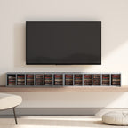 Set of 2 CD Media Display Shelf Unit Tower Rack with Adjustable Shelves, Light Grey